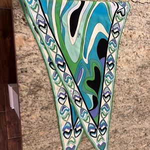 Emilio Pucci Neck Scarf with blue, purple and green heart design.